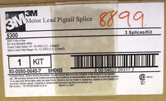 3M MOTOR LEAD PIGTAIL SPLICE KIT P/N: 5300 BOX OF 3 SPLICES 1000V 16-10AWG