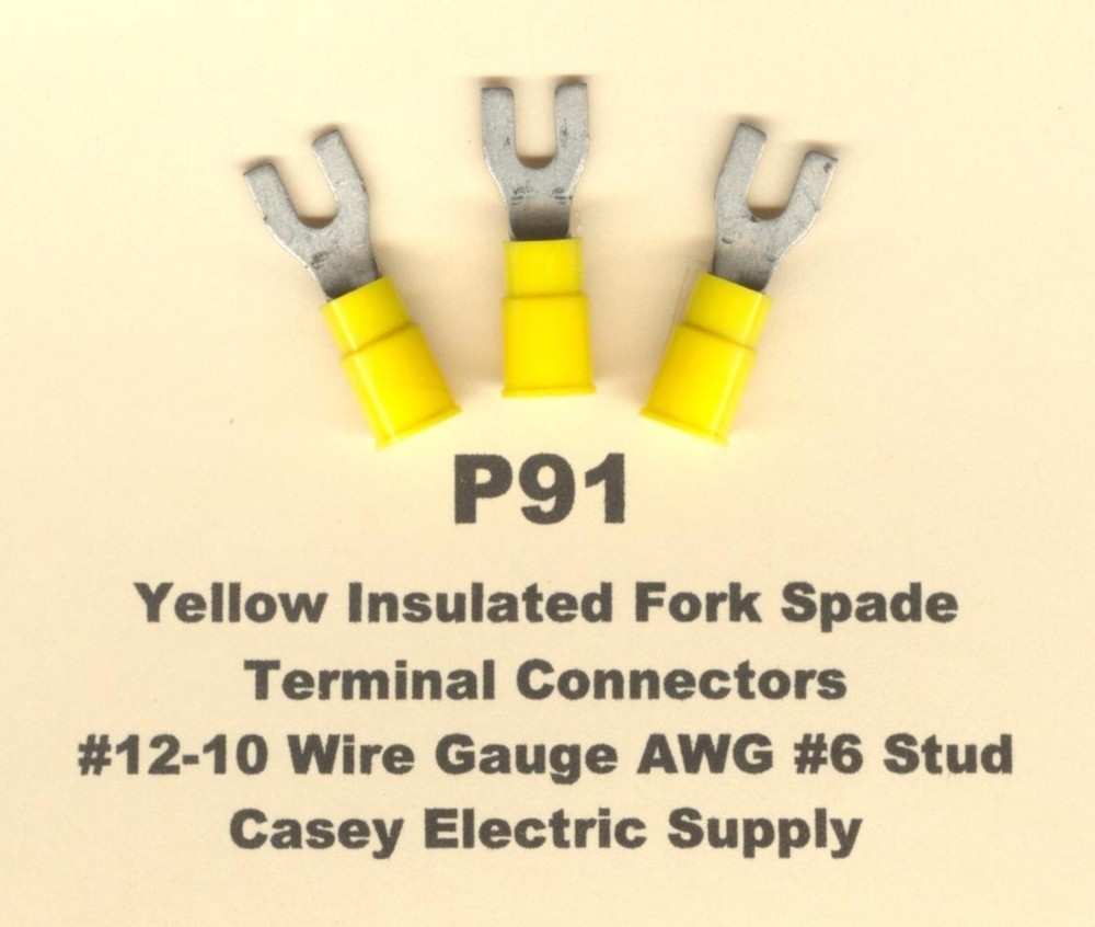 25 Yellow Insulated FORK SPADE Terminal Connector 12-10 Wire Gauge #6 Stud MOLEX