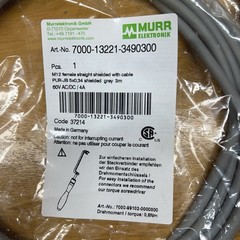 Murr Elektronik 7000-13221-3490300 Single Ended 5-Pin Cable Female M12 3 Meter