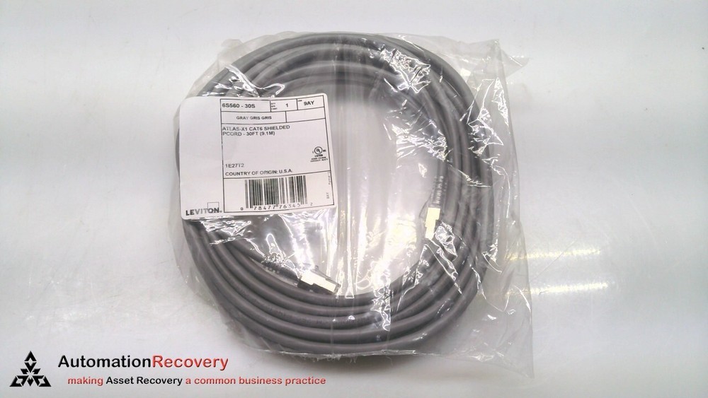 LEVITON 6S560-30S CAT6 SHIELDED PATCH CORD 6S560-30S , NEW #316143
