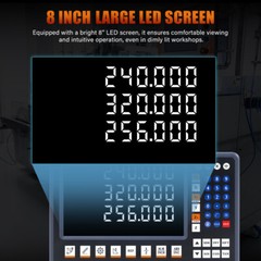 TOAUTO 2/3 Axis 8” LED Digital Readout Dro Display Glass Linear Scale 4”-40”