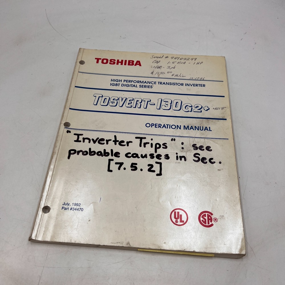 OPERATION MANUAL Toshiba Transistor Inverter – Tosvert 130G2+