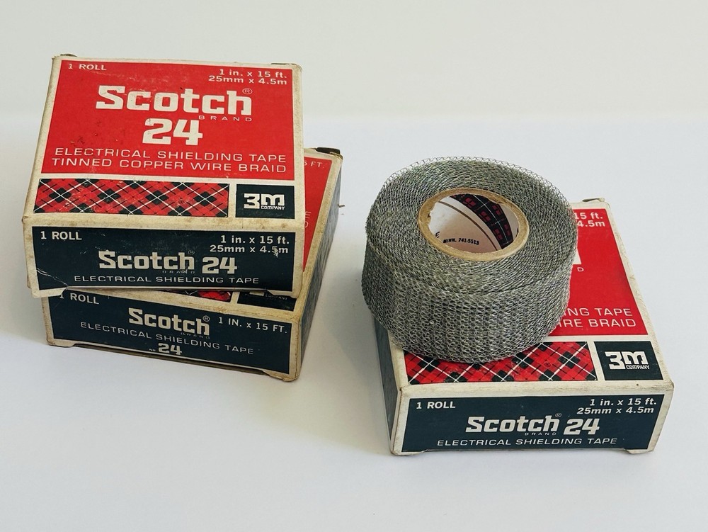 Lot of 3 3M Scotch Brand 24 Electrical Shielding Tape Tinned 1″ X 15′