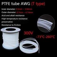 ØID 0.3~5.94mm Translucent PTFE Tube Pipe AWG 300V Tubing,HIGH TEMP 260℃
