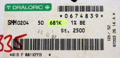 DRALORIC 1000x SMD Resistor 681kΩ 131 062 MS1 681000 Ohm Model SMM0204