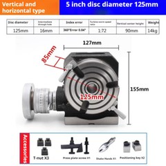 HV5 diameter 125mm vertical and horizontal milling machine Rotary table divider