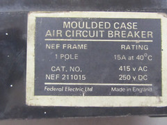 FEDERAL PACIFIC ELECTRIC MOULDED CASE AIR CIRCUIT BREAKER NEF211015