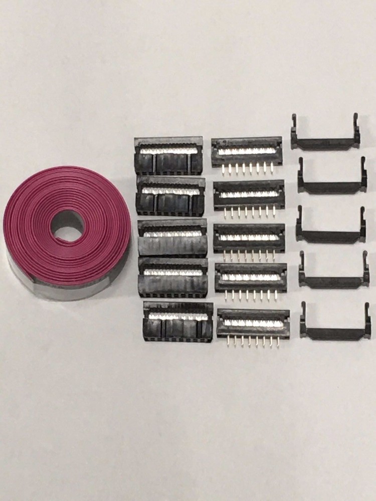 Flat Cable 16 Pins connector 6ft IDC Ribbon 1.27mm pitch and 5 sets connectors