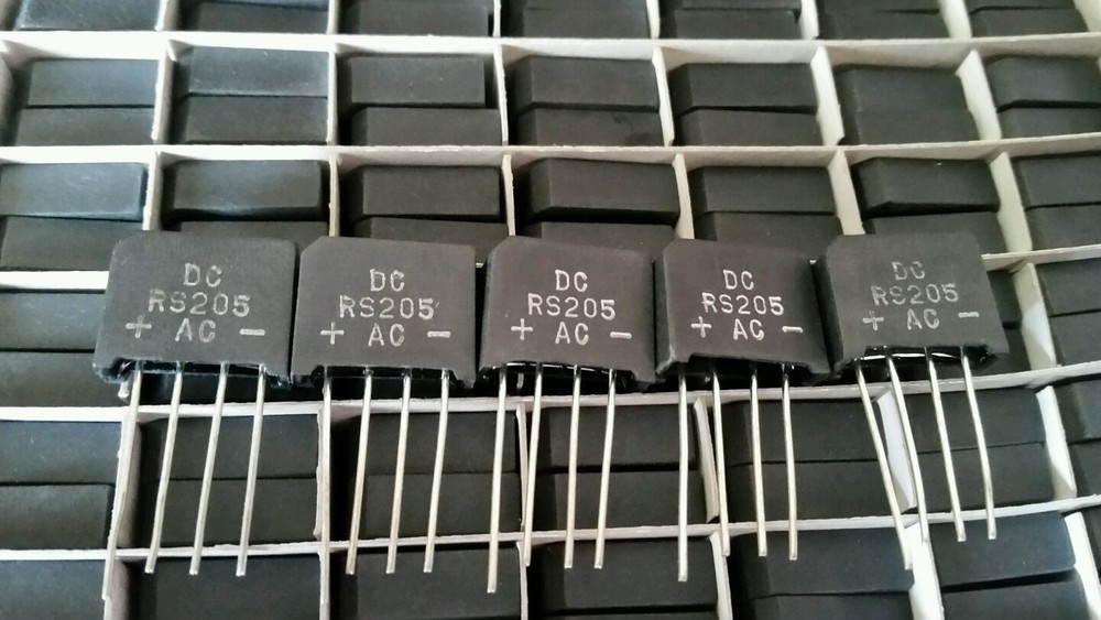 DC Components RS205 2Amp 600Volts Silicon Bridge Rectifier, Qty.5 USA Seller