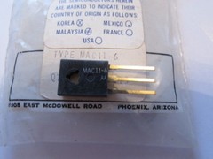 MAC11-6 Motorola Silicon Controlled Rectifier Triac 400V, 10A, 50mA, Gold Lead 1