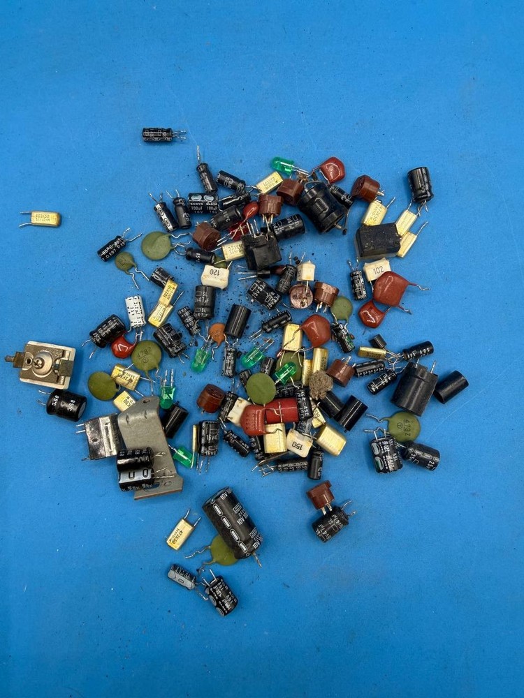 Assorted Vintage Electronic Components Capacitors LED Trimmer Parts Lot RE