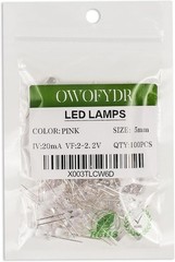 5mm Pink LED Diode Lamp Transparent Lens Round DC 3V 20mA Lighting Bulb