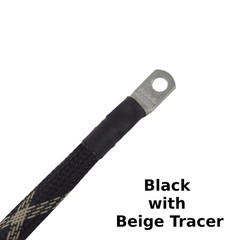 2 AWG Gauge Custom Battery Cable Copper Braided (Black with Beige Tracer)
