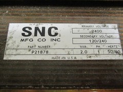 SNC, P21878 TRANSFORMER, 1 PH, 2400V