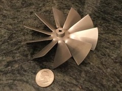 10 blade aluminum cooling fan 3/16 inch mount x 4 1/2 inch x 1 1/4 wide 300 cfm