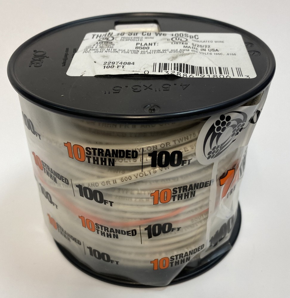 SouthWire THHN 10 AWG 100ft White Stranded CU Building Wire