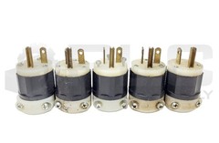 LOT OF 5 LEVITON 5366-C INDUSTRIAL ELECTRICAL PLUG 20 AMP 125V, BLACK/WHITE