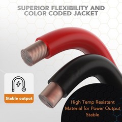 TOPSTRONGGEAR 0 Gauge 25ft Black and Red 0 Gauge, &