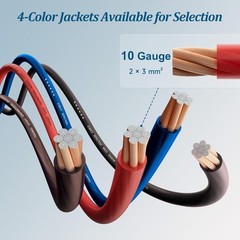 10 Gauge Wire (25FT Each, Red/Black), Low Voltage Primary 25FT, Black+Red