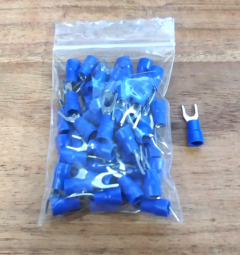 50 Pack of Ancor Blue 1/4″ Fork End Terminals for 16-14 ga. wire