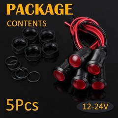 12mm 12V 24V LED Indicator Light Black Plastic Signal Dot Lamp 1/2 Inch