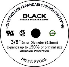 100 FT 3/8″ Black Expandable Wire Cable Sleeving Sheathing Braided Loom Tubing
