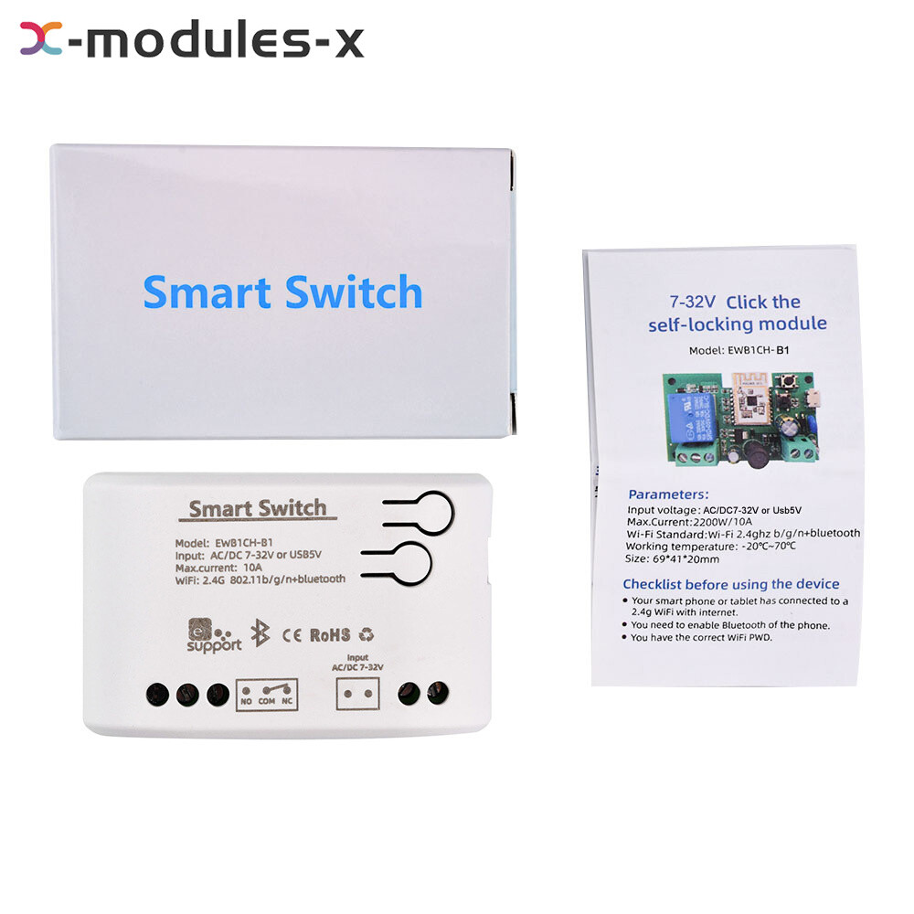 Smart WiFi Bluetooth Wireless Relay Switch Module 1/2/4Channel DC7-32V/AC85-250V