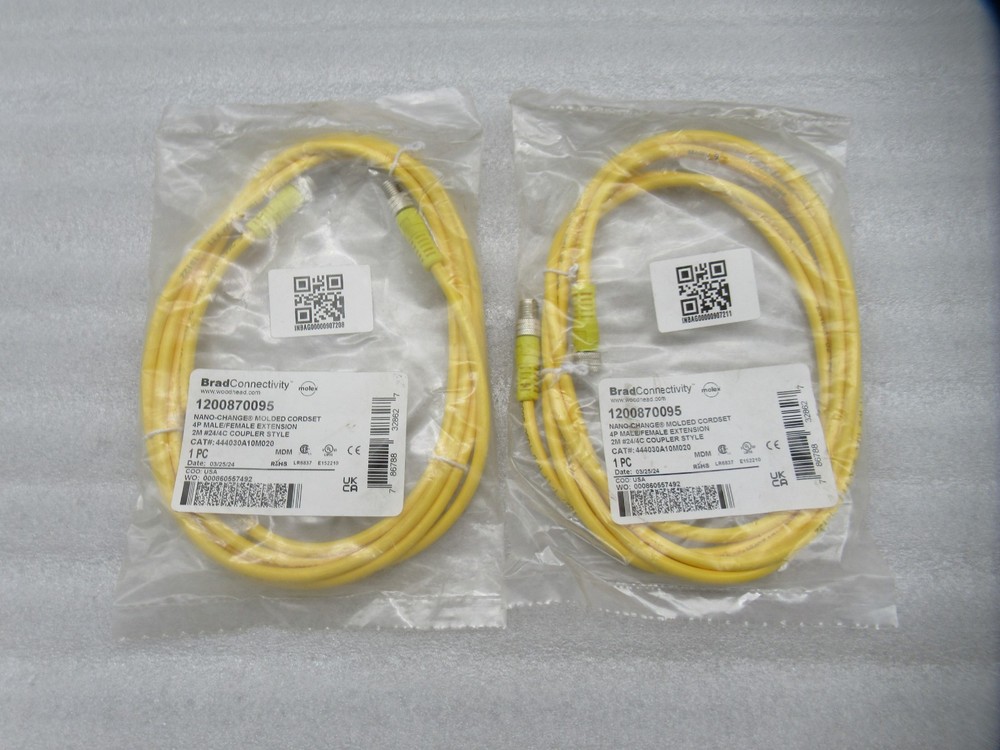 Molex Woodhead 1200870095 Nano Change Molded Cordset 4P Male/Female Extension *2