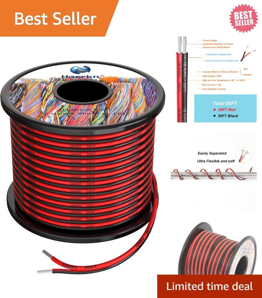 18 AWG Silicone Wire (60ft) – Perfect for DIY Projects & Electrical Applications