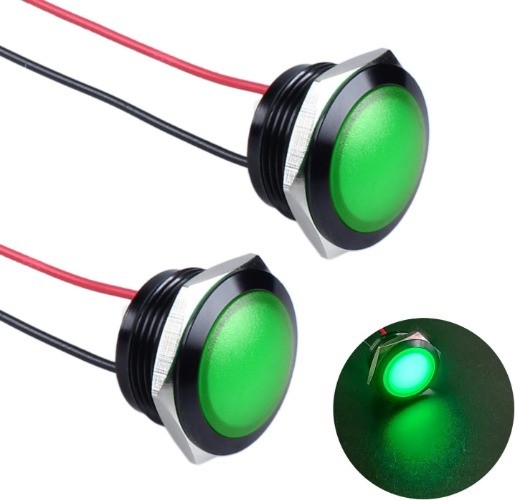 19mm 12 24V AC DC Metal LED Indicator Indicator Light Waterproof IP67 Raised
