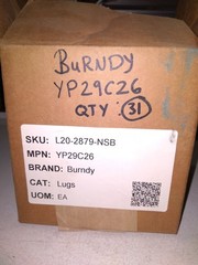 BURNDY COPPER CRIMPT YGHP29C26, 1/0 to 250 Run, 1/0 to 2/0 Tap