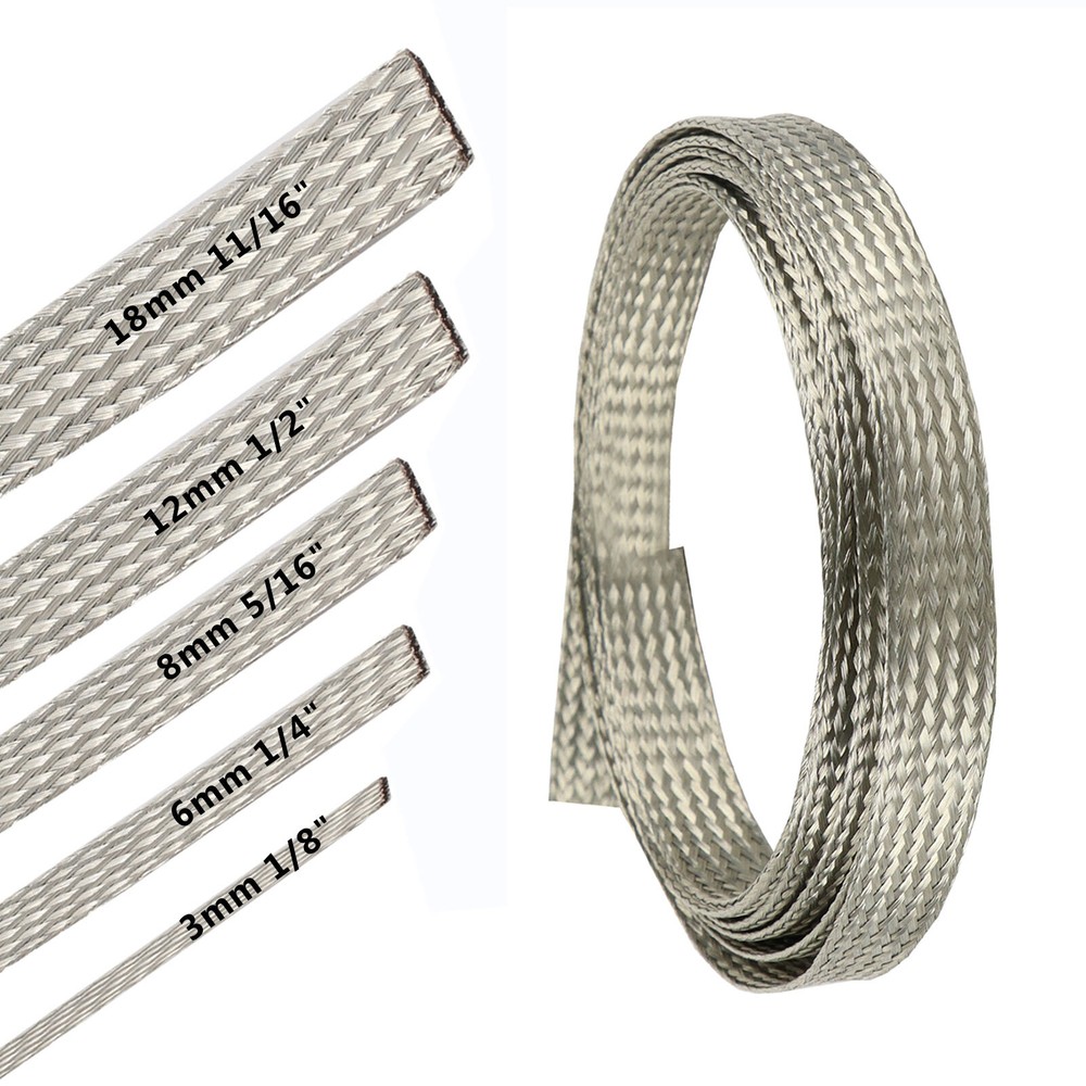 Tinned Pure Copper Wire Shielding Cable Sleeving Ground Strap Electric Wiring