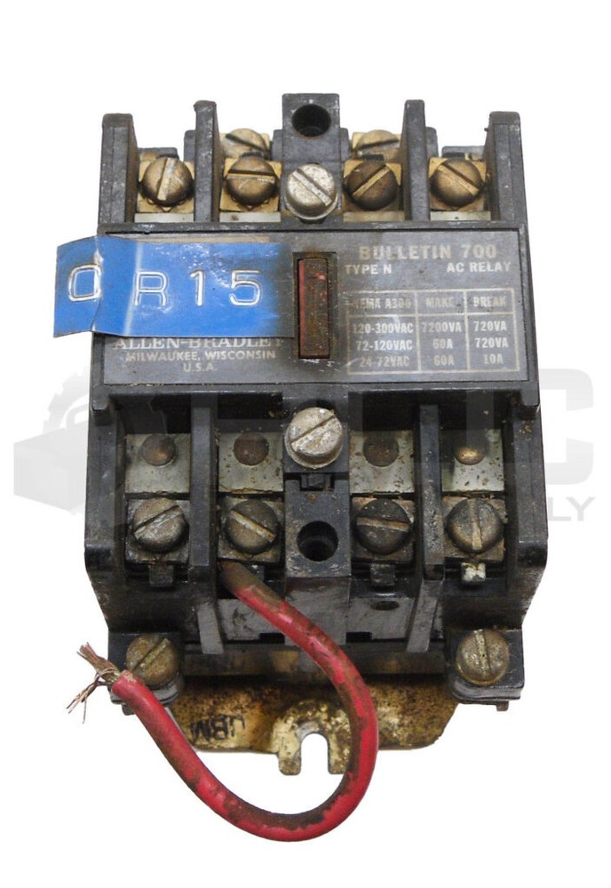 ALLEN BRADLEY 700-NT400A1 /C AC RELAY 300VAC 60A W/ 84AB86 COIL 110-120V 50/60HZ