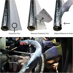 1/4″(6mm) ID Self-wrap Heat Shield Sleeve Thermal for Hoses Cables, Auto 78″