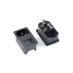 IEC Power Socket Connector AC 250V 10A Male Female Plug Jack 3 Pin PCB Panel