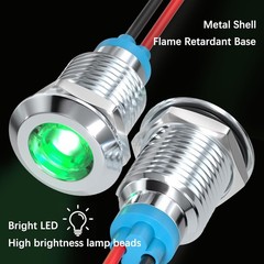 5PCS LED Indicator Light 12mm 1/2 Waterproof IP65 Metal I Size: 12MM-110V-240V