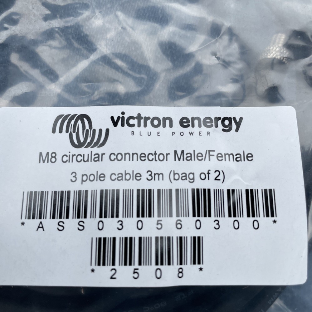 Victron ASS030560300 M8 circular connector Male/Female 3 pole cable 3m 2 cable