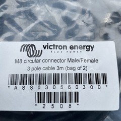 Victron ASS030560300 M8 circular connector Male/Female 3 pole cable 3m 2 cable