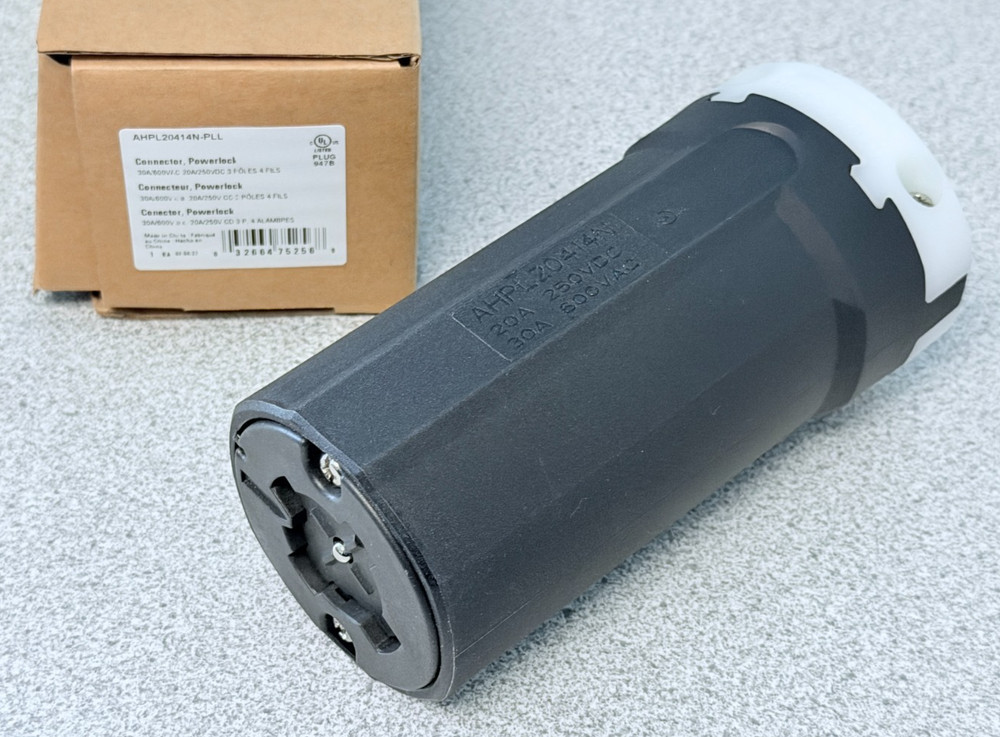 NEW Eaton AHPL20414N Powerlock Connector 20A 250VDC / 30A 600VAC 3 Pole 4 Wire