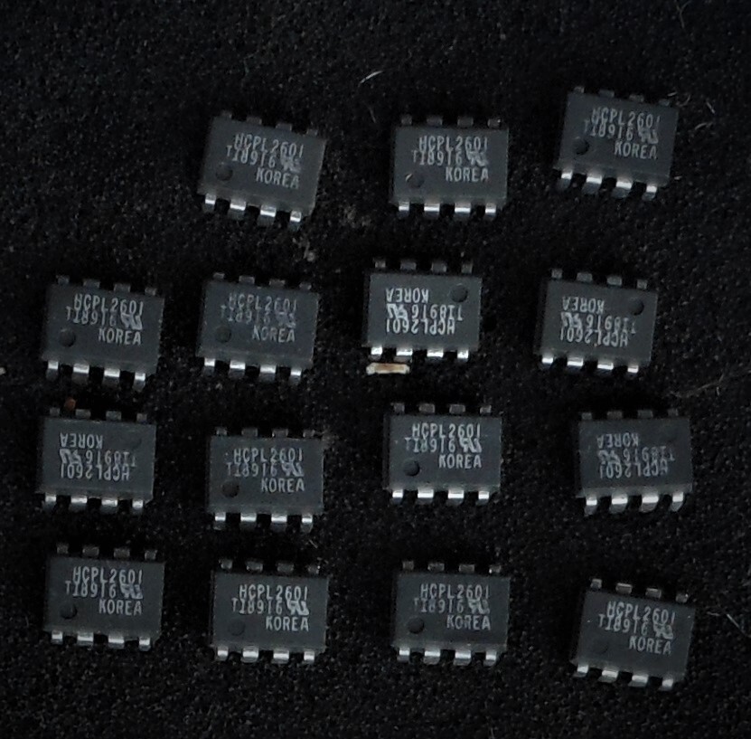 3X Texas Instruments HCPL2601 Single Channel Optocoupler 10Mbps 50mA 8-PDIP, HP