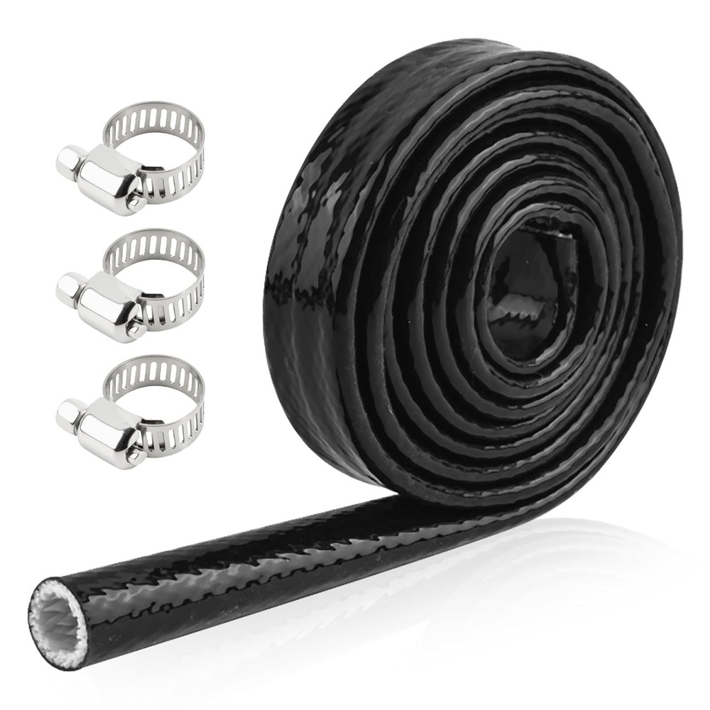 5ft Heat Resistant 3/8″ ID Fuel Line Heat Shield Sleeve with Wire Heats Shield