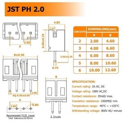 640PCS JST PH 2.0mm Connector Kit PH2.0mm Pitch 2 3 4 5 6 P Size: JST PH 2.0mm
