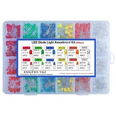 600Pcs 3mm 5mm LED Diode Assortment Kit 6 Colors White Red Blue Green Yellow