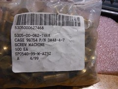 SPS TECH MACHINE SCREW ( LOT OF 100 PC) PART # 3M48-4-7 NSN: 5305-00-062-7468