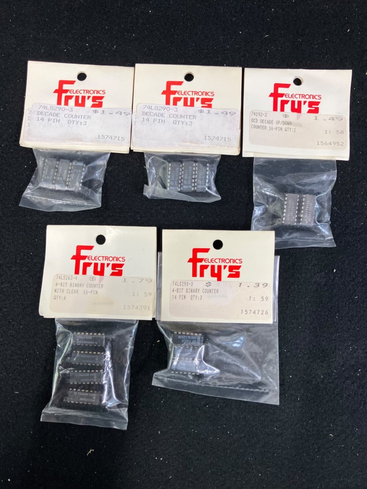 ASSORTED BINARY COUNTERS, FRY’S ELECTRONICS, LOT OF 5, NEW/SEALED