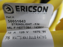 Ericson 50051643 , Heavy-Duty Industrial String Light , 120V , 15 A , 50′ Ft