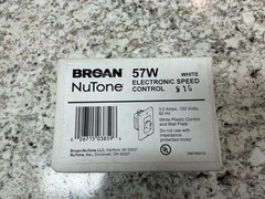 *FREE SHIPPING* WHITE 99030254 Fan Speed Control, 3 AMP, 120V, 57W
