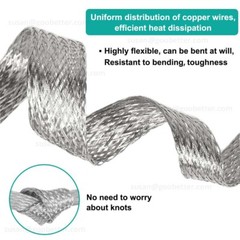 Braided Fabric Cable Flat Tinned Copper Metal Shielding Braided Sleeve Wire