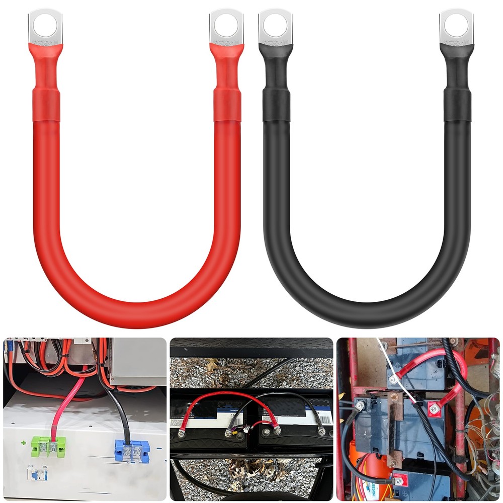 2AWG Heavy Duty Battery Inverter Cable 3/8″ Ring Terminal for Automotive RV Car