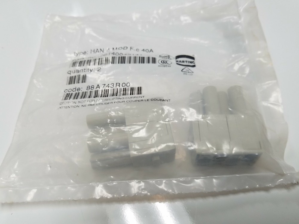 (2) New Harting 09140043141 connector Han 4 Mod F-c 40A NIFP
